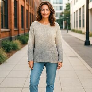 Avant Toi Liapull Sweater Womens Medium Gold & Beige Wool Aluminum Studs Relaxed